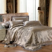 Grey Jungle Safari Themed Vogue Traditional Western Vintage Chic Jacquard Design Full, Queen Size Bedding Sets
