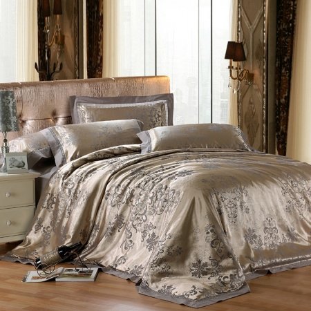 Grey Jungle Safari Themed Vogue Traditional Western Vintage Chic Jacquard Design Full, Queen Size Bedding Sets