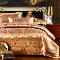 Gold Luxury and Noble Classic Royal Tribal Baroque Style Western Jacquard Design Full, Queen Size Bedding Sets