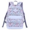 Pink Canvas White Leather Trim Vogue Paris Themed Eiffel Tower and Graffiti Print School Backpack Durable Sewing Pattern Travel Bag