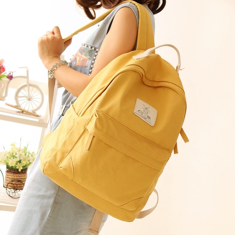 Durable Plain Amber Yellow Canvas Women Casual Hiking Travel Laptop ...