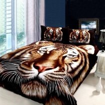 Black Brown and White Animal Themed Tiger Print Jungle Tales Full Size Kids Bedroom Bedding Sets