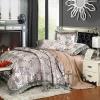 Silver Grey and Camel Retro Scroll Pattern Bling Shabby Chic Old Fashion Boutique Jacquard Satin Full, Queen Size Bedding Sets