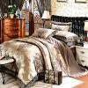 Earth Yellow and Coffee Retro Tribal Pattern Vintage Bohemian Style Jacquard Satin Full, Queen Size Bedding Sets