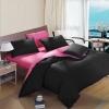 Black and Hot Pink Pure Colored Modern Chic Simply Reversible 100% Cotton Full, Queen, King Size Bedding Sets