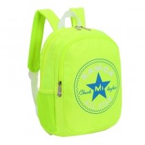 Upscale Neon Green Polyester Kids Preppy School Backpack Hipster Monogrammed Star Circle Print Simply Chic Pupil Campus Book Bag