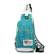 Blue Gold Canvas with White Leather Boys Small Crossbody Shoulder Chest Bag Trend Monogrammed Anti Theft Casual Travel Sling Backpack