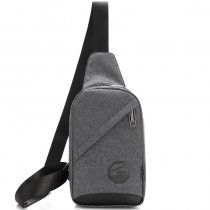 Dark Gray Oxford with Black Leather Men Crossbody Shoulder Chest Bag Vintage Monogrammed Sewing Pattern Casual Travel Sling Backpack