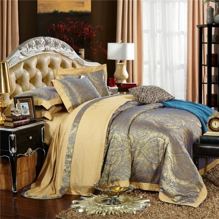Vintage Glam Paisley Pop Gothic Pattern Full, Queen Size Bedding Sets