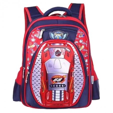Dark Blue and Red Oxford Cool Boys Pupil Preppy Book Bag Unique Cartoon Character Kids School Campus Backpack