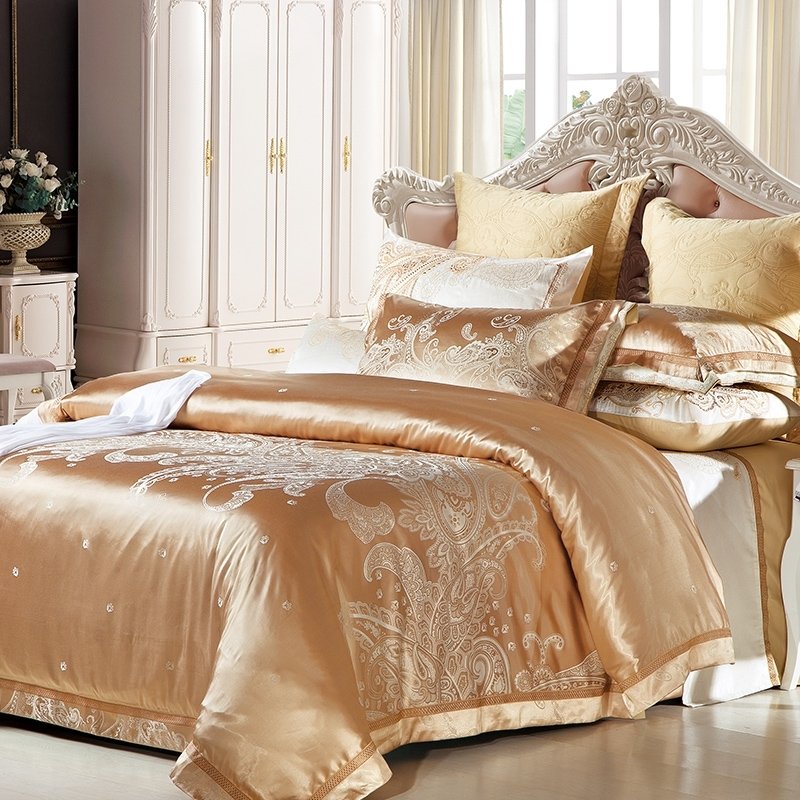 Luxury Royal Style Gold Paisley Pattern Bohemian Style Sparkle Jacquard