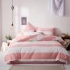 Elegant Pink and White Rugby Stripe Nautical Themed Cute Girly Girls Twin, Full, Queen Size Bedding Sets