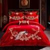 Gold Red and Blue Peacock Pattern Tribal Print Noble Excellence Egyptian Cotton Full, Queen Size Bedding Sets