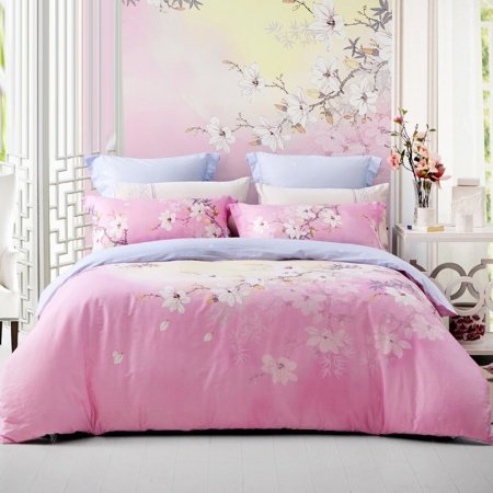 Pastel Pink and White Flower Country Chic Full, Queen Size Bedding Sets