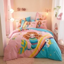 Pink Turquoise and Orange Mermaid Elegant Girl Cute Style Twin, Full, Queen Size Bedding Sets