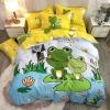 Green Yellow and White Frog Print Cute Animal Twin, Full Size Bedding Sets for Kids Boys Children