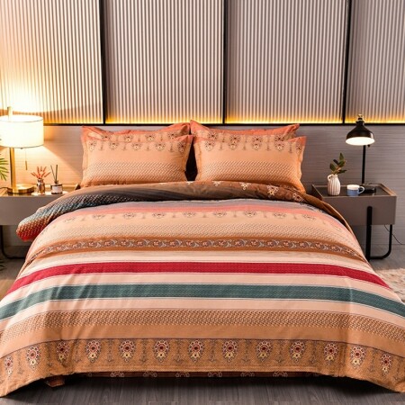 Fancy Stripe Traditional Style Full, Queen Size Bedding Sets