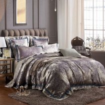 Grey and Purple Paisley Traditional Western Royal Pattern Shabby Chic Full, Queen Size Bedding Sets