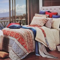 Ruby Red Beige and Brown Classic and Luxury Bohemian ( BOHO ) Style Vintage Chic 100% Egyptian Cotton Full, Queen Size Bedding Sets