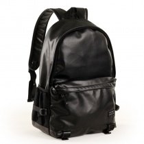 Black Faux Leather Mitoshop Water-proof Travel Backpack Fashion Contracted Korean Preppy Style Satchel Zipper Men Medium 14 Inch Laptop Bag