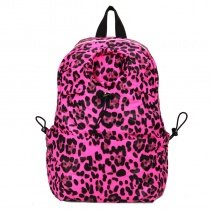 Black and Hot Pink Leopard Polyester Bucket-shaped Backpack Casual Korean Style Women Medium Waterproof 10 Inch Laptop Bag