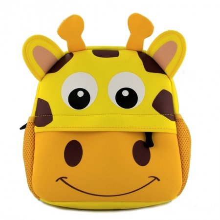 Personalized Cute Animal Giraffe Head-shaped Toddler Book Bag Goldenrod Yellow Durable Fashion Kids School Backpack for Girls Boys