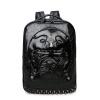 Personalized Black Patent Leather Cool Boys School Campus Book Bag Punk Style Embossed Dog Spikes Rivet Studded Large Travel Backpack