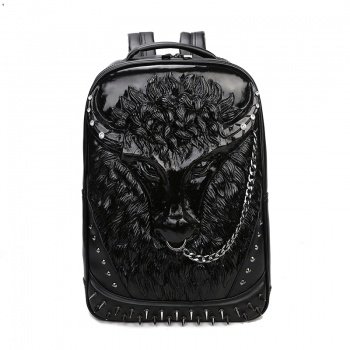 Personalized Black Patent Leather Men Large Travel Backpack Punk Rock and  Roll Style Embossed Buffalo Spike Rivet Studded School Book Bag -  EnjoyBedding.com