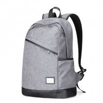 Durable Silver Gray Oxford with Black Leather Cool Boys School Campus Book Bag Hipster Sewing Pattern Casual Travel Laptop Backpack
