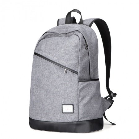 Durable Silver Gray Oxford with Black Leather Cool Boys School Campus Book Bag Hipster Sewing Pattern Casual Travel Laptop Backpack
