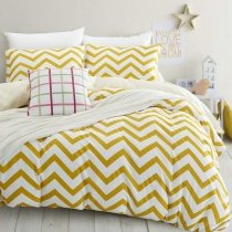 Metallic Gold and White Aztec Stripe Print Shabby Chic Unique Reversible 100% Cotton Twin, Full, Queen Size Bedding Sets for Adult