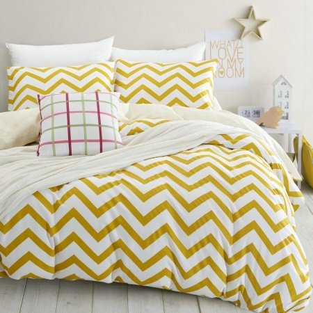Metallic Gold and White Aztec Stripe Print Shabby Chic Unique Reversible 100% Cotton Twin, Full, Queen Size Bedding Sets for Adult