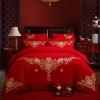 Luxury Red and Gold Indian Pattern Noble Excellence Embroidered Full, Queen Size Bedding Sets