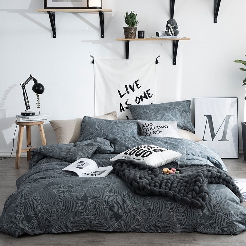 Gray and White Abstract Leaf Pattern Shabby Chic Hipster Personalized