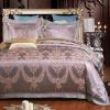 Bohemian Style Sparkle Gray and Gold Tribal Print Retro Shabby Chic Luxury Jacquard Satin Full, Queen Size Bedding Sets