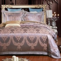 Bohemian Style Sparkle Gray and Gold Tribal Print Retro Shabby Chic Luxury Jacquard Satin Full, Queen Size Bedding Sets