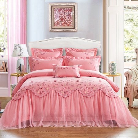 Soft Pink Elegant Bridal Glam Style Beautiful Full, Queen Size Bedding Sets