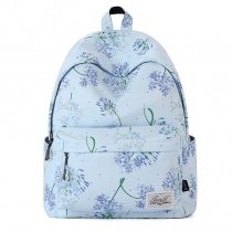 Oversized Oxford Junior Preppy Campus Book Bag Purple Beige and Green Flower Print Girls Middle School Backpack