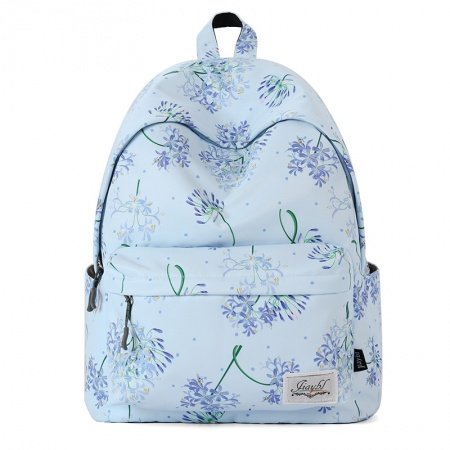 Oversized Oxford Junior Preppy Campus Book Bag Purple Beige and Green Flower Print Girls Middle School Backpack