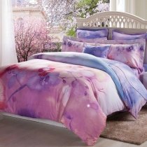 Purple and Pink Flower Pastel Style Luxury Full, Queen Size Bedding Sets
