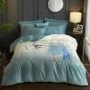 Blue and White Tree Print Winter Scene Vintage Forest Full, Queen Size Bedding Sets