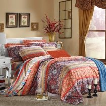 Orange Blue and Purple Bohemian Chic Southwestern Design 100% Luxury Egyptian Cotton Full, Queen Size Bedding Duvet Cover Sets