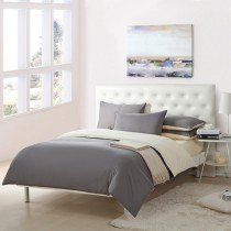 Dark Gray and Biege Solid Pure Color Simply Shabby Chic Boys College Dorm Room Full, Queen Size Bedding Sets