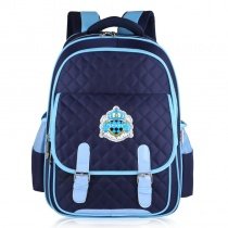 Modern Dark Blue Nylon with Aqua Leather Trim Quilted Flap Campus Backpack Durable Sewing Pattern Zipper Kids Preppy School Book Bag
