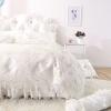 Trendy Pearl White Victorian Lace Design Sparkle Pattern Romantic Wedding Themed Luxury 100% Cotton Full, Queen Size Bedding Sets