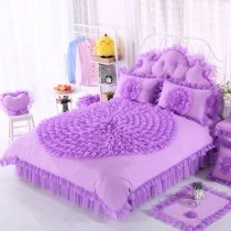 Violet Princess Style Ruffled Design Elegant Girls Trendy Feminine Feel 100% Cotton Twin, Full, Queen Size Bedding Sets
