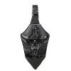 Black Patent Leather Engraved Dragon Men Crossbody Shoulder Chest Bag Personalized Punk Rock and Roll Sword-shaped Travel Sling Backpack