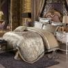 Khaki and Silver Sequin Rococo Pattern Vintage Victorian Style Royal Style Luxury Jacquard Satin Full, Queen Size Bedding Sets