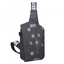 Dark Gray and White Canvas Casual Travel Hiking Crossbody Shoulder Chest Bag Hipster Plaid Print Masculine Men Anti Theft Sling Backpack