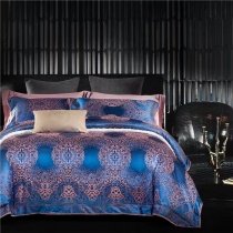 Luxury Royal Blue and Gold Indian Pattern Royal Wedding Themed Noble Excellence Full, Queen Size Bedding Sets